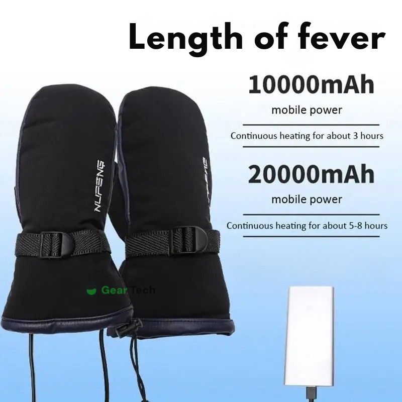 USB-beheizte Handschuhe, beidseitig wasserabweisend, Touchscreen-tauglich, winterwarm, Skihandschuhe, Outdoor-Fingerspitzen | Sansoti