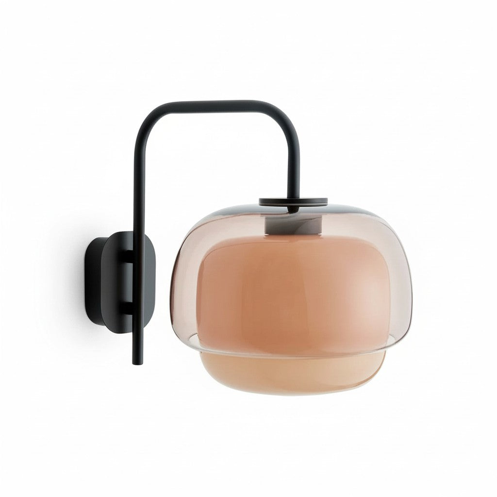 Colored Glass Wall Lamp with Round Shade – Green, Pink, Orange – Modern LED Lighting | Sansoti