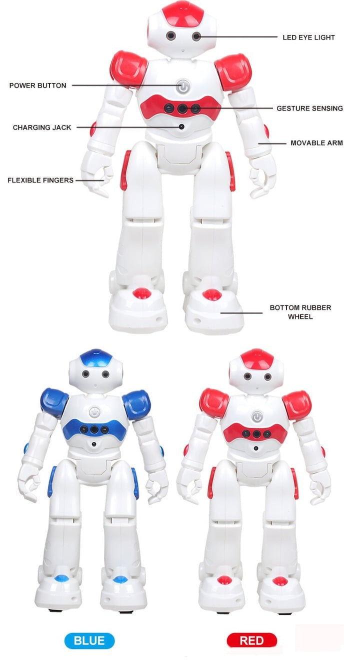 Robot éducatif interactif pour enfants avec commande gestuelle, fonctions musicales et de danse, programmable | Sansoti