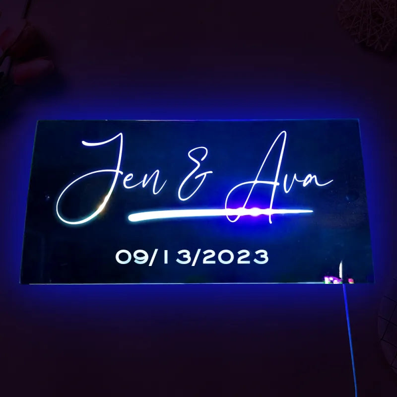 Personalized LED Mirror with Neon Light and Custom Text for Wall Decoration | Sansoti