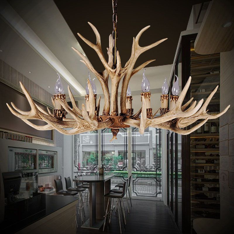 Harskunst Kroonluchter Metaal met Gewei Vorm Hanglamp voor Woonkamer Eetkamer Rustiek Romantisch Design | Sansoti
