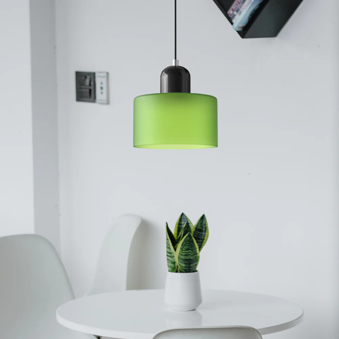 Suspension vintage en verre coloré et métal réglable, éclairage d’ambiance pour coin repas, plafonnier au design rétro | Sansoti