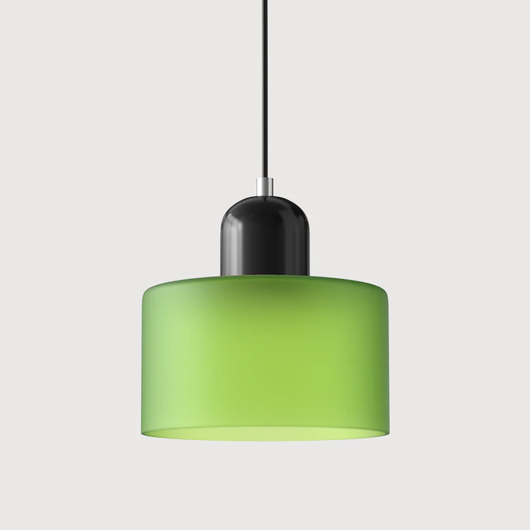 Suspension vintage en verre coloré et métal réglable, éclairage d’ambiance pour coin repas, plafonnier au design rétro | Sansoti
