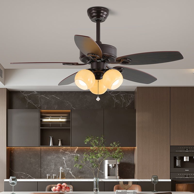 Deckenventilator mit Beleuchtung und Fernbedienung Klassisches Holz und Glas Ø107cm | Sansoti