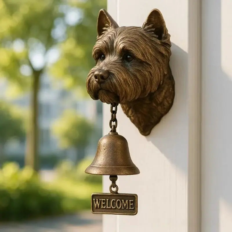 Bronze Wall Bell with Dog Motif - Decorative Welcome Bell for Entryway, Patio, and Garden - Vintage Doorbell | Sansoti