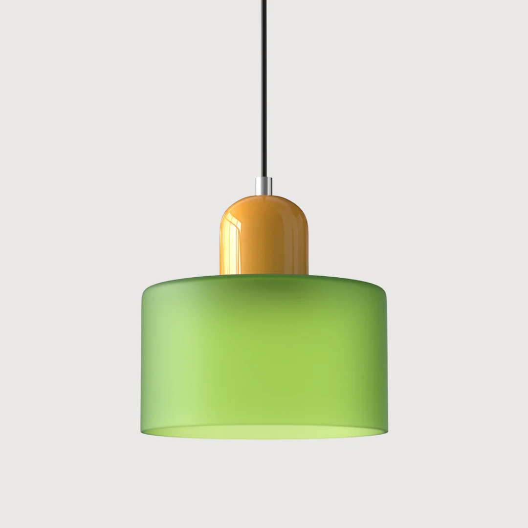 Suspension vintage en verre coloré et métal réglable, éclairage d’ambiance pour coin repas, plafonnier au design rétro | Sansoti