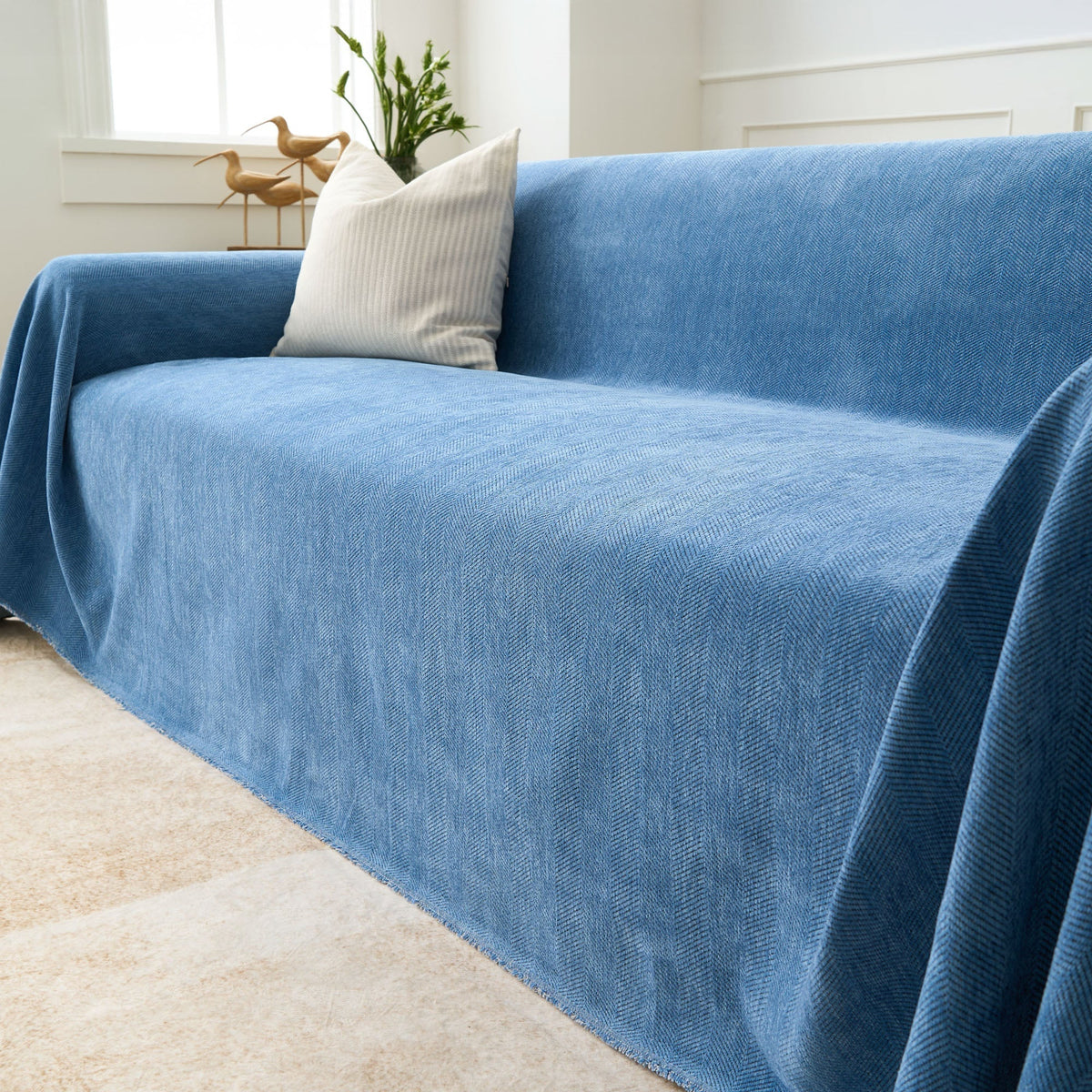 Herringbone Texture Sofa Cover Pet-Proof Water-Repellent Furniture Protection Textile Weave Sofa Cover | Sansoti