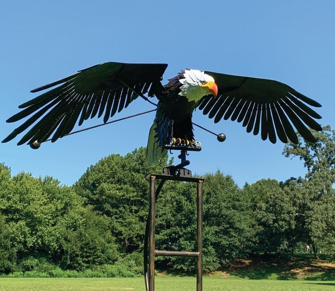 Metal bird windmill garden decoration weatherproof silver outdoor garden ornament moving wings wind spinner | Sansoti