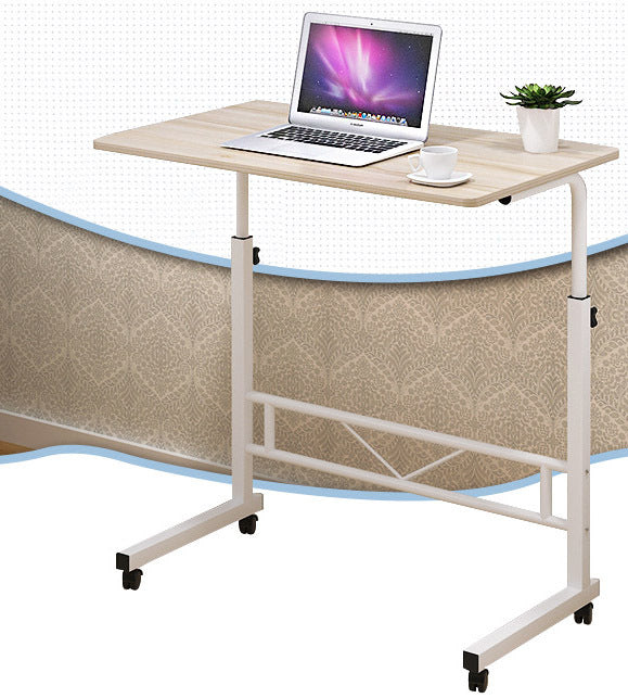 Tablette pour Ordinateur Portable Réglable sur Roulettes Blanc Acier Bois Hauteur Ajustable Table d'Appoint Canapé | Sansoti