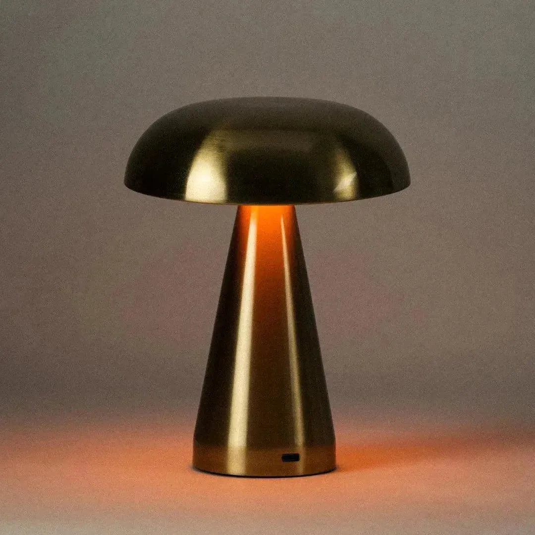 Ładowalna lampka stołowa z funkcją dotykową, metalowa, bezprzewodowa, 3 tryby świecenia, złota, aluminiowa, USB-C | Sansoti