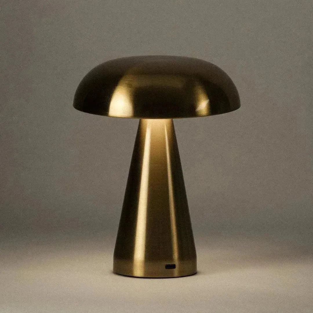 Ładowalna lampka stołowa z funkcją dotykową, metalowa, bezprzewodowa, 3 tryby świecenia, złota, aluminiowa, USB-C | Sansoti