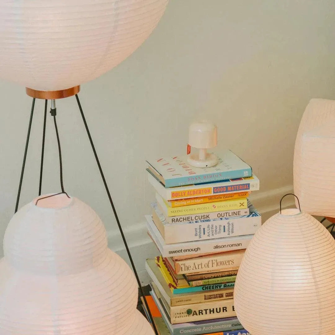 Table Lamp Rice Paper Japanese Minimalist 28cm Metal Frame Ambient Lighting White | Sansoti