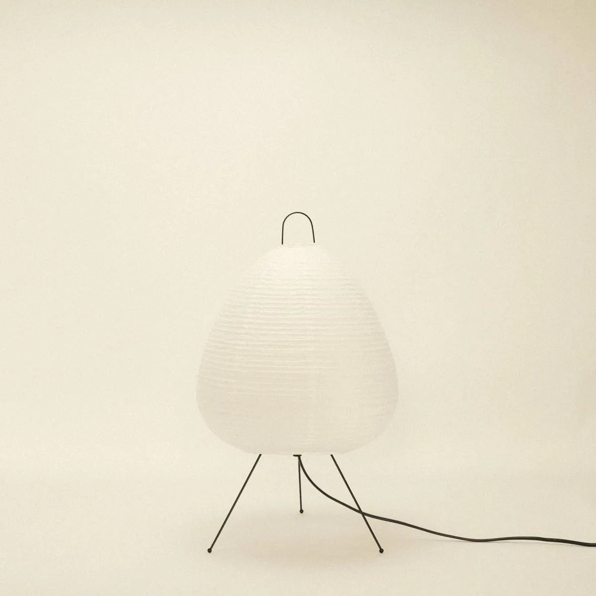Table Lamp Rice Paper Japanese Minimalist 28cm Metal Frame Ambient Lighting White | Sansoti