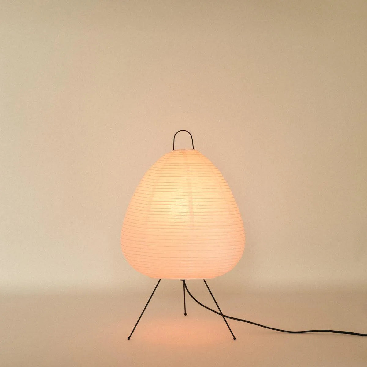 Table Lamp Rice Paper Japanese Minimalist 28cm Metal Frame Ambient Lighting White | Sansoti