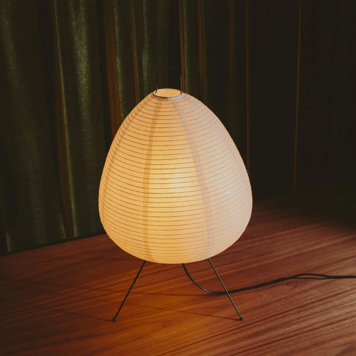 Table Lamp Rice Paper Japanese Minimalist 28cm Metal Frame Ambient Lighting White | Sansoti