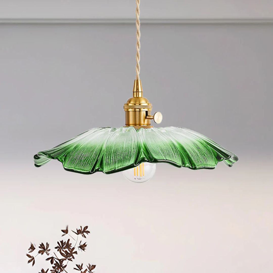 Sansoti | Cullivan Blumenförmige Hängelampe – Glas-Hängelampe mit Goldfassung für Wohnzimmer & Esszimmer