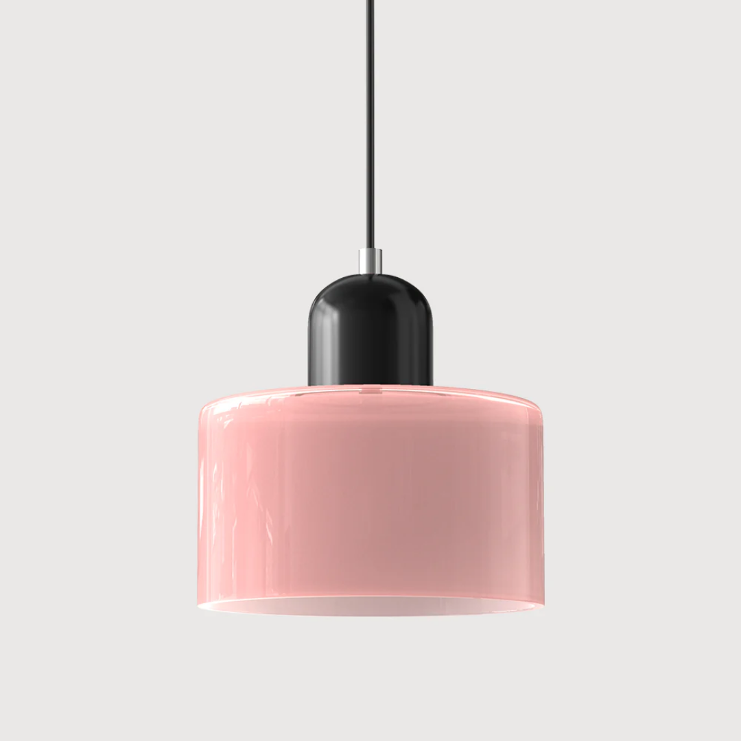 Suspension vintage en verre coloré et métal réglable, éclairage d’ambiance pour coin repas, plafonnier au design rétro | Sansoti