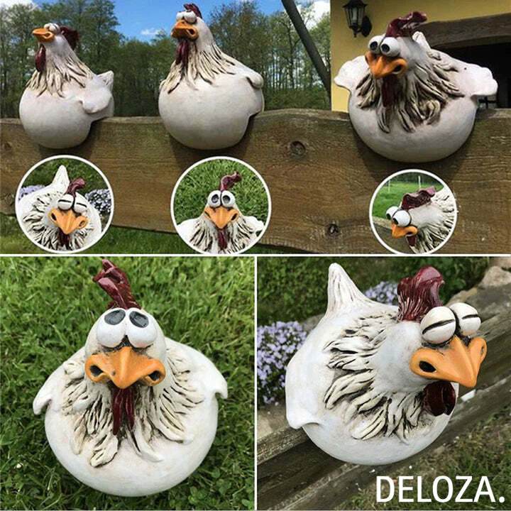 Decorative Resin Rooster Figurine for Garden Patio Balcony Outdoor Indoor 16 cm Weather-Resistant Garden Decoration | Sansoti