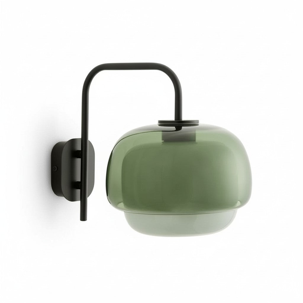 Colored Glass Wall Lamp with Round Shade – Green, Pink, Orange – Modern LED Lighting | Sansoti