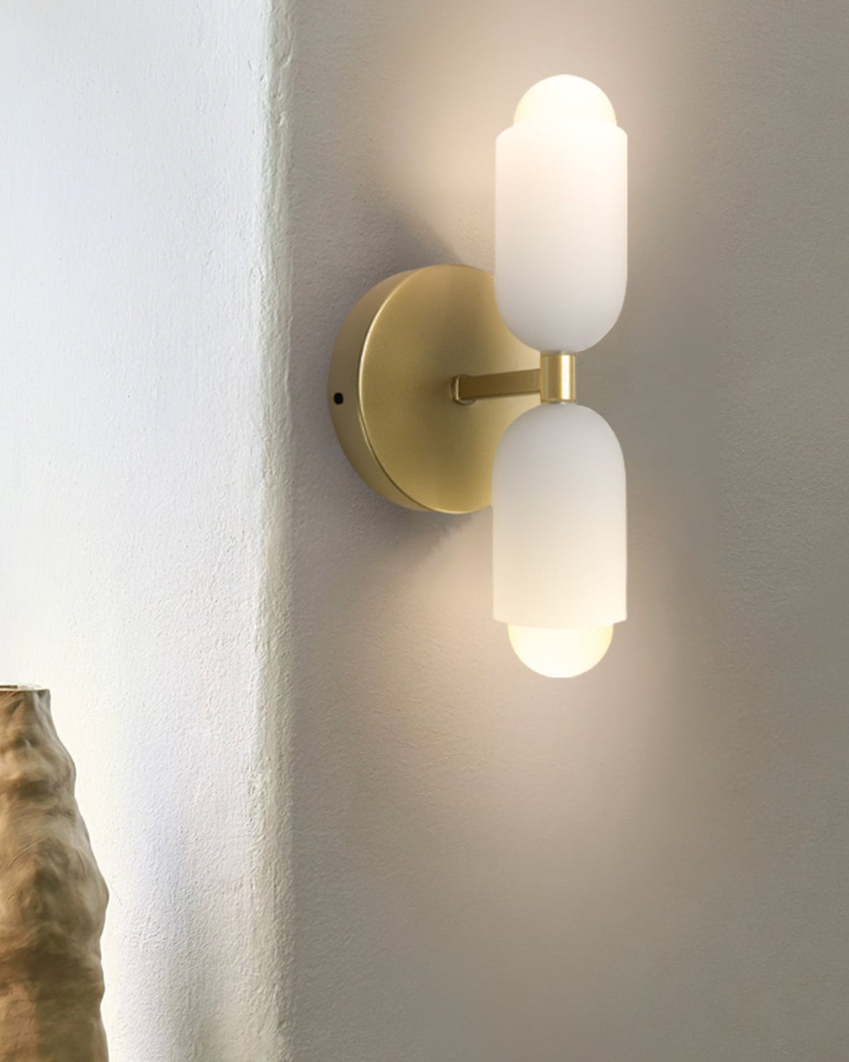 Wall Lamp Double Round Shade Black Frame Warm Ambient Light Bedroom Living Room Hall Minimalist Wall Lighting Modern Japandi Scandinavian Interior | Sansoti