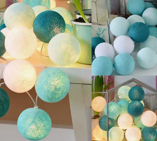String Lights with Woven Balls Warm LED Ambient Light for Bedroom Living Room 20-200 Light Points | Sansoti