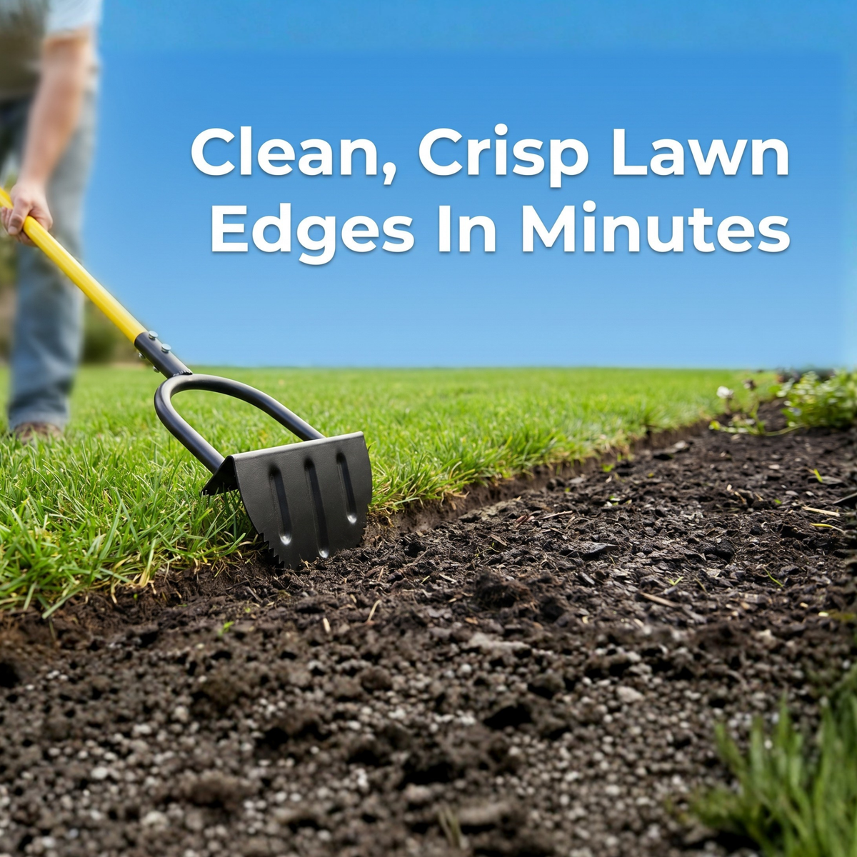 Manual Lawn Edger with Half-Moon Profile and Wavy Cutting Edge for Sharp Lawn and Border Lines | Sansoti