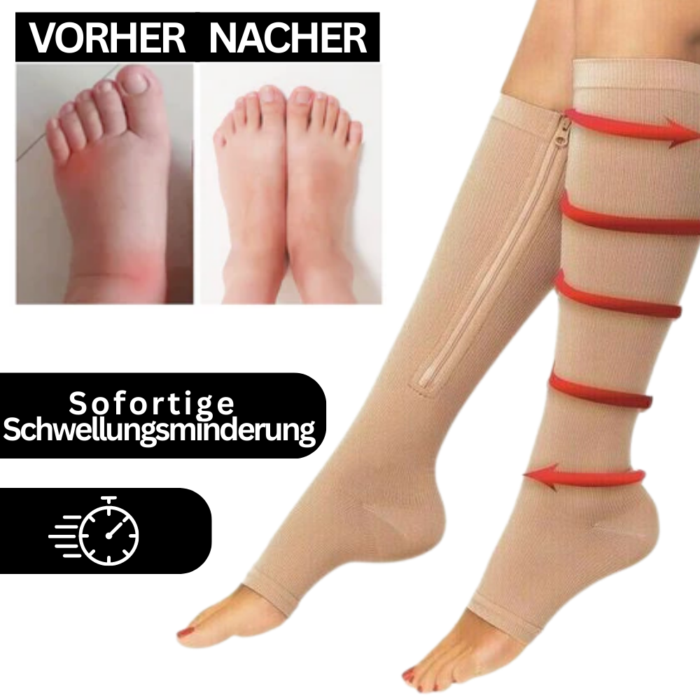 Chaussettes de compression avec fermeture éclair Noir Nude S-M L-XL 2XL Soutien orthopédique Confort quotidien Thérapeutique | Sansoti