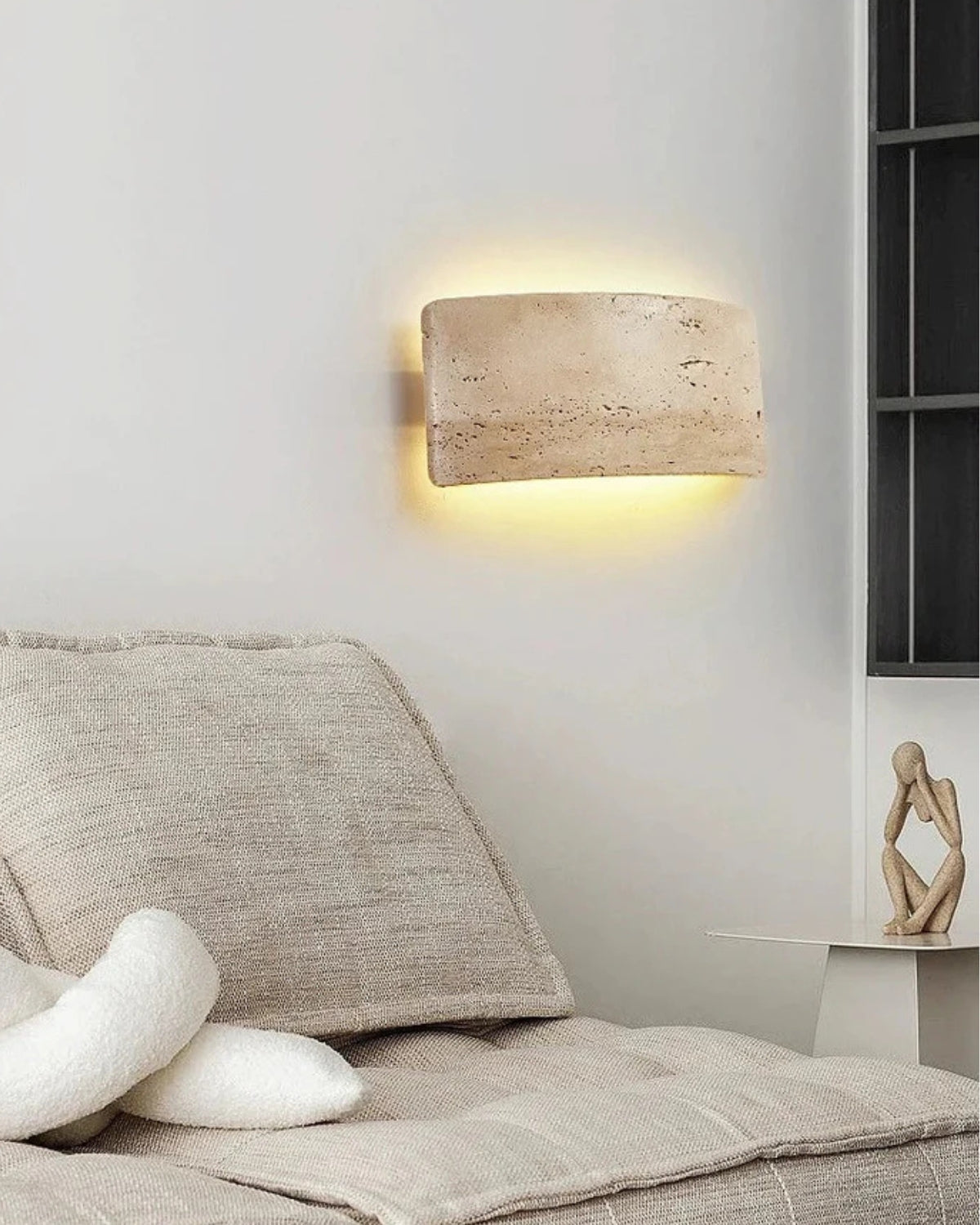 Travertine Wall Lamp Modern Design with Warm LED Light for Indoor and Outdoor 12x25cm Waterproof | Sansoti