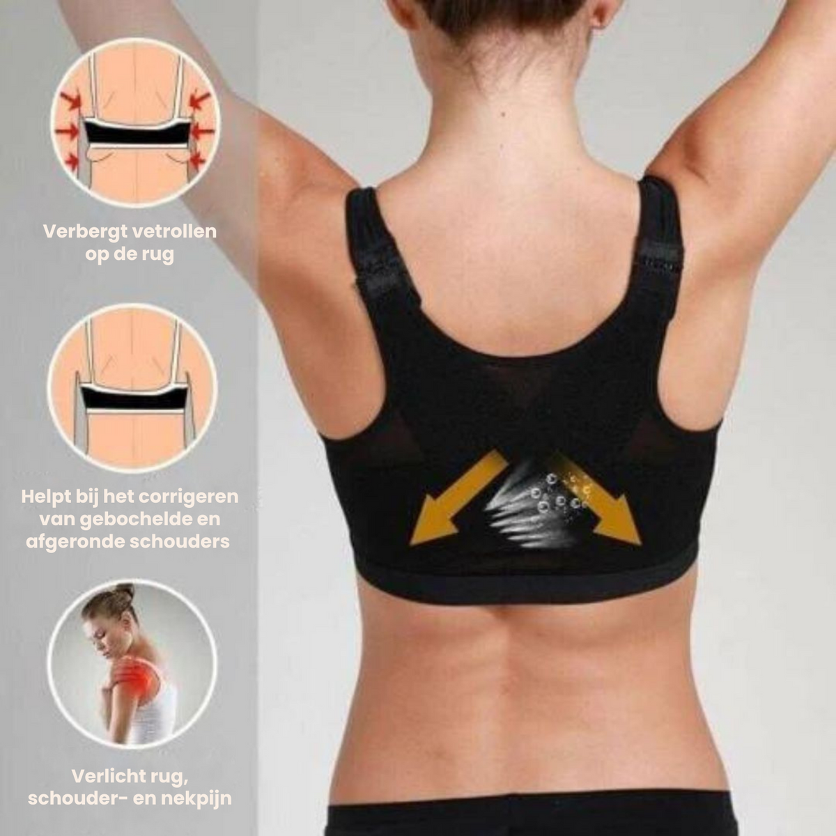 Posture Correcting Comfort Bra with Front Closure Black Beige White | Sansoti