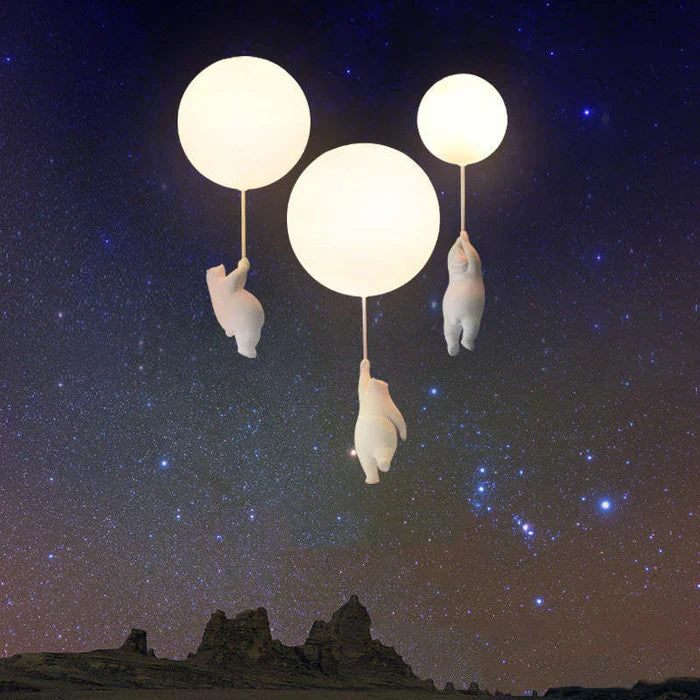 Lámpara colgante infantil con oso y globo, divertida lámpara de techo con luz led cálida para dormitorio y sala de estar | Sansoti