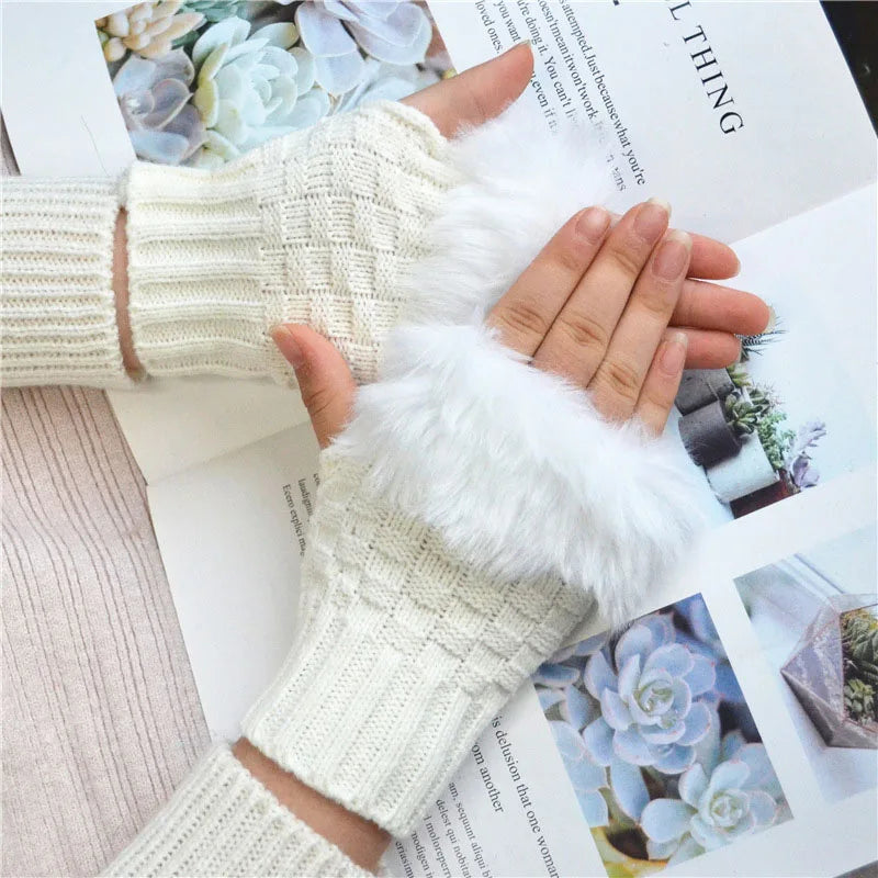 Vingerloze Handschoenen met Nepbont Polswarmer Wol Handwarmer Stretchy voor Koudere Dagen Winter Comfort | Sansoti