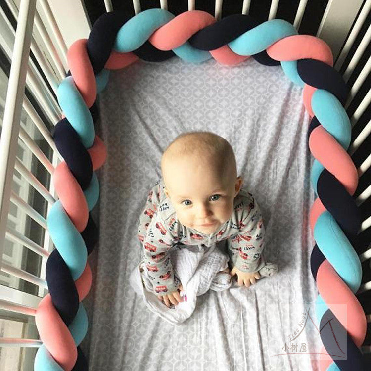 Handgewebter Bettumrandung Babybett 100-500cm Atmungsaktive Baumwolle Schutz fürs Babyzimmer Sicher Weich Verschiedene Farben | Sansoti