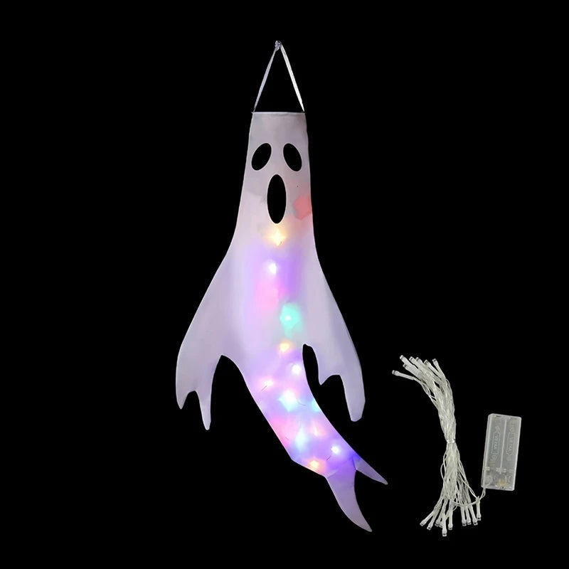 Illuminated Ghost Windmill 130cm LED Halloween Decoration Hanging Garden Outdoor Lighting Party Decoration | Sansoti