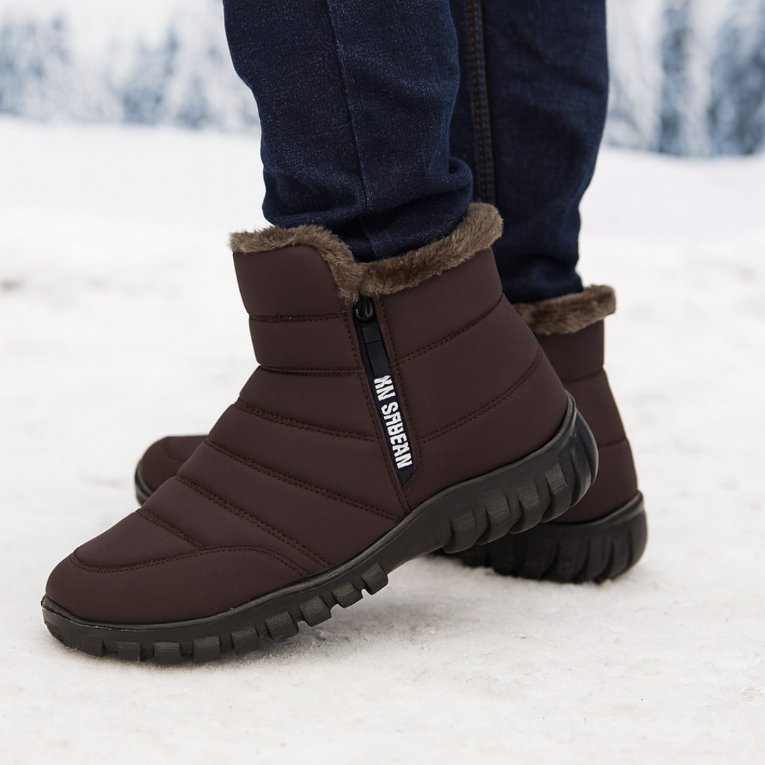 Waterproof Men's Winter Boots with Side Zipper Warm Lining Snow Boots Non-Slip Outdoor Autumn Winter | Sansoti
