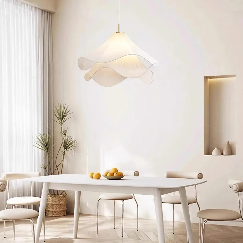 Hängelampe Japandi Stoff Rund Skandinavisch Design E27 40-80cm Warmes Licht | Sansoti