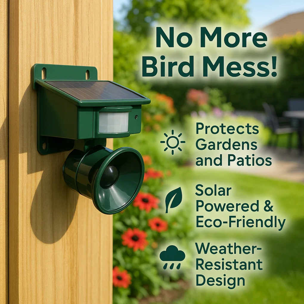 Motion Sensor Bird Scarer for Crows and Pigeons | Ultrasonic Sound Repeller for Garden and Roof | Sansoti