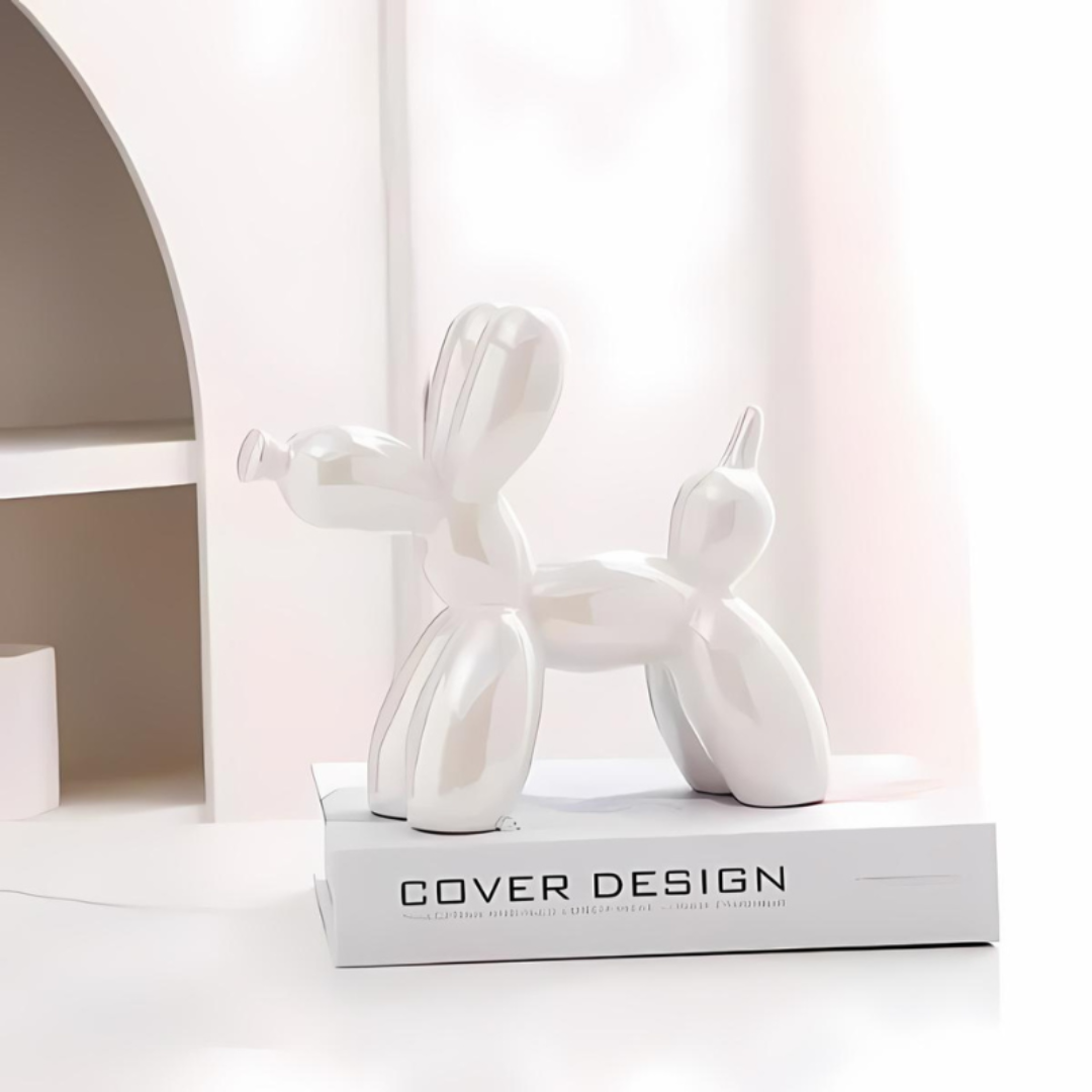 Ceramic Balloon Dog Sculpture 18×22cm Scandinavian Design Decorative Art Object for Living Room Modern Interior | Sansoti