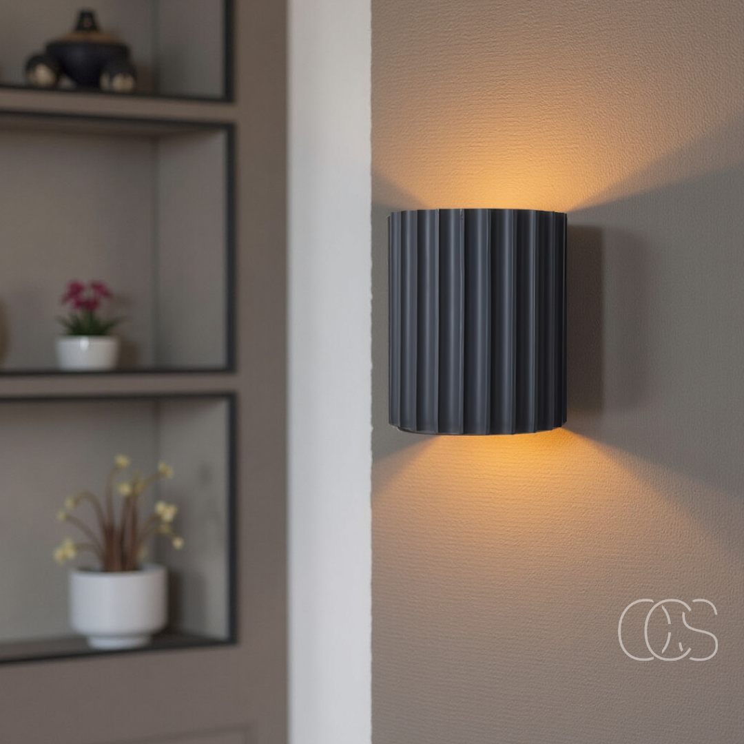 LED Wall Light with Ribbed Relief Bidirectional Light Dimmable Synthetic Resin 14x8x16.5cm Hallway Bedroom Living Room | Sansoti