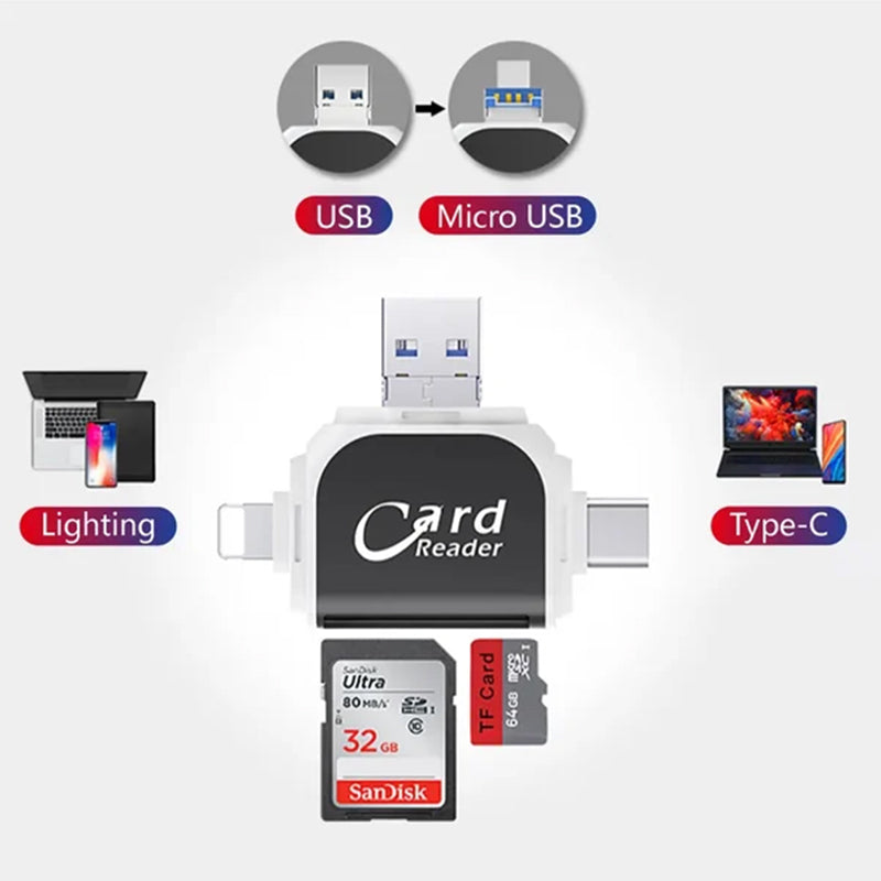 Card Reader 4 In 1 USB C Lightning SD Micro SD USB 3.0 | Sansoti
