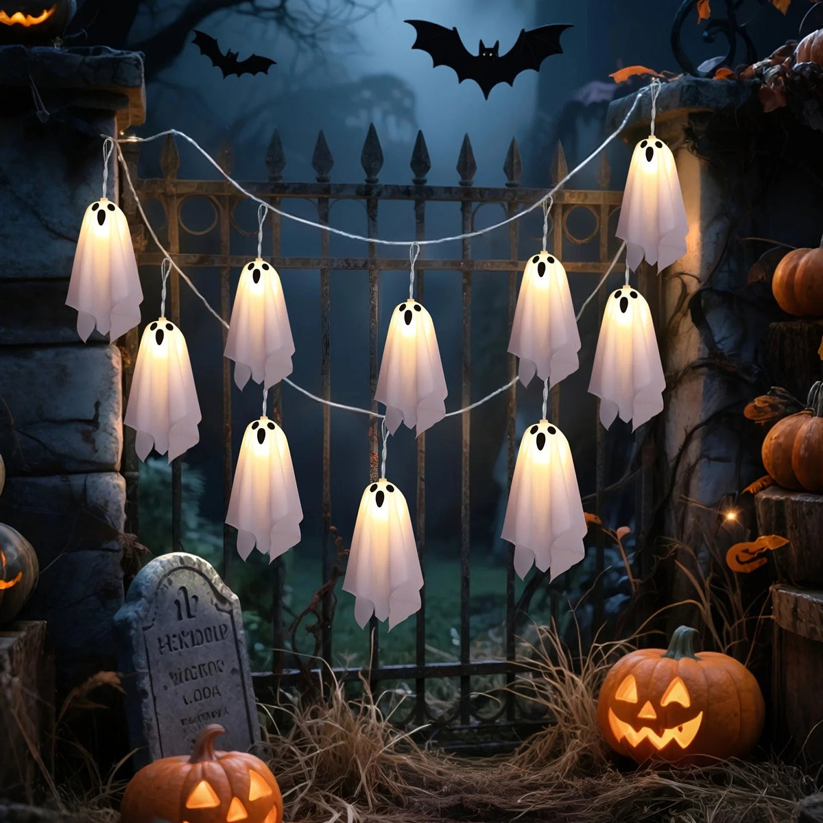 Ghost String Lights LED for Halloween Party Garden Interior Decoration String with Scary Figures Ambient Lighting | Sansoti