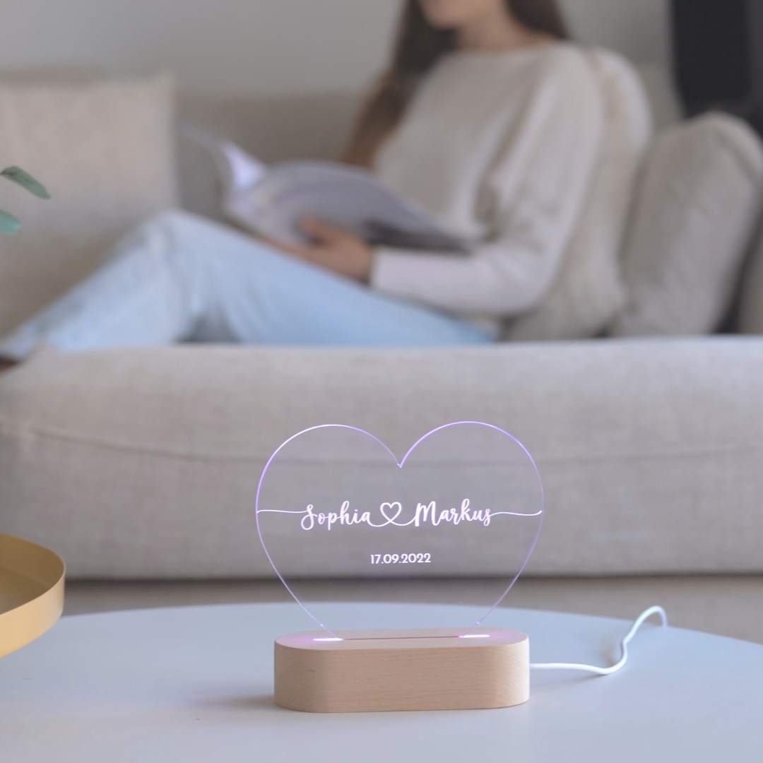 Personalized Night Light with Names and Date – Romantic Light for Couples | Sansoti