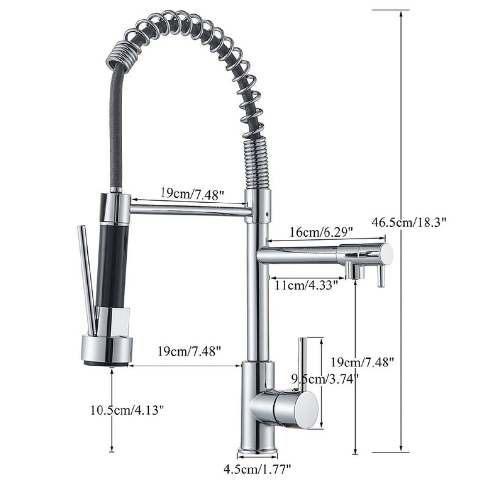 Pull-Out Kitchen Faucet Chrome Swiveling Spout Hot Cold Water Flexible Rinse Sprayer Kitchen Mixer Tap | Sansoti
