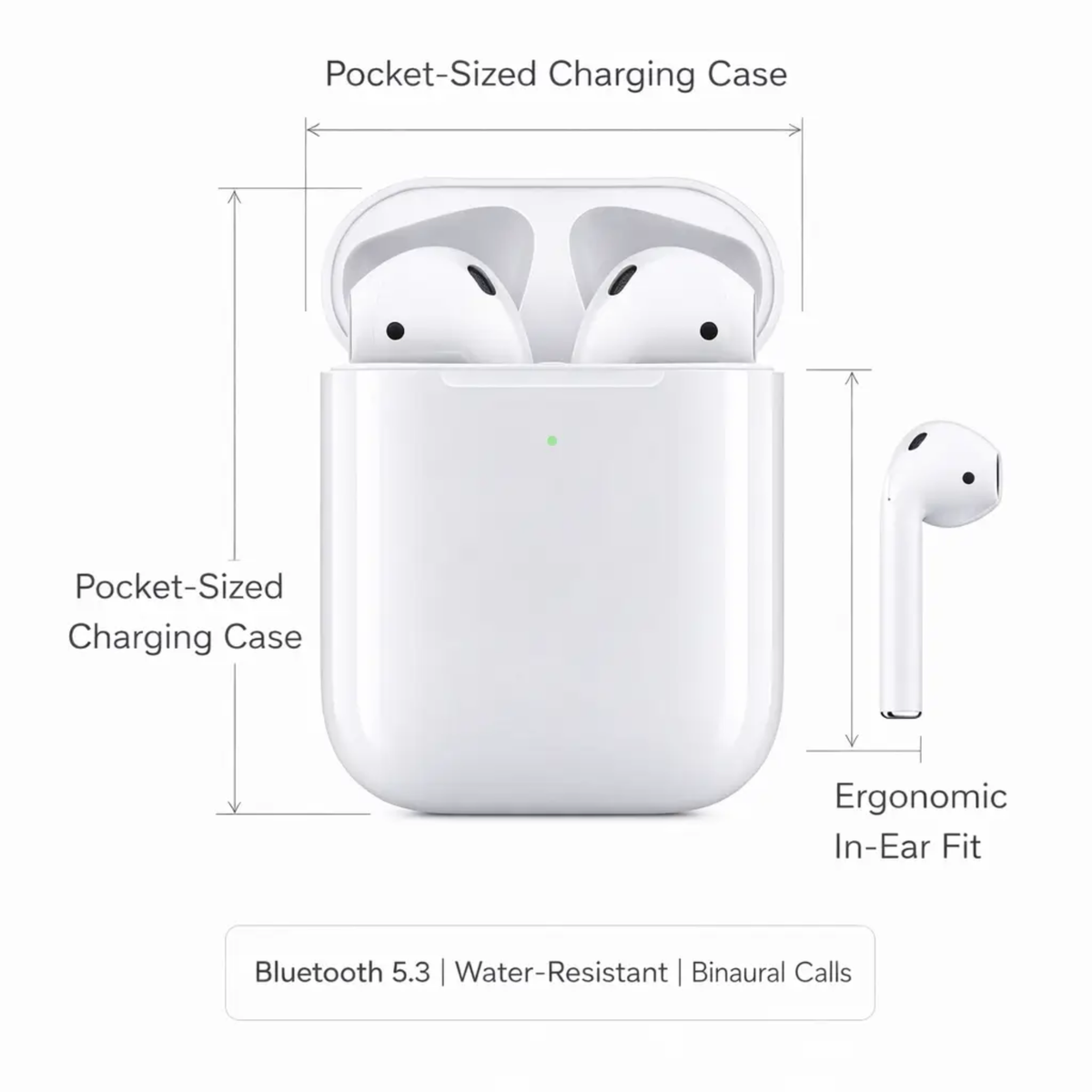 Wireless Bluetooth Earbuds with Charging Case – Compact In-Ear Headset with Microphone | Sansoti