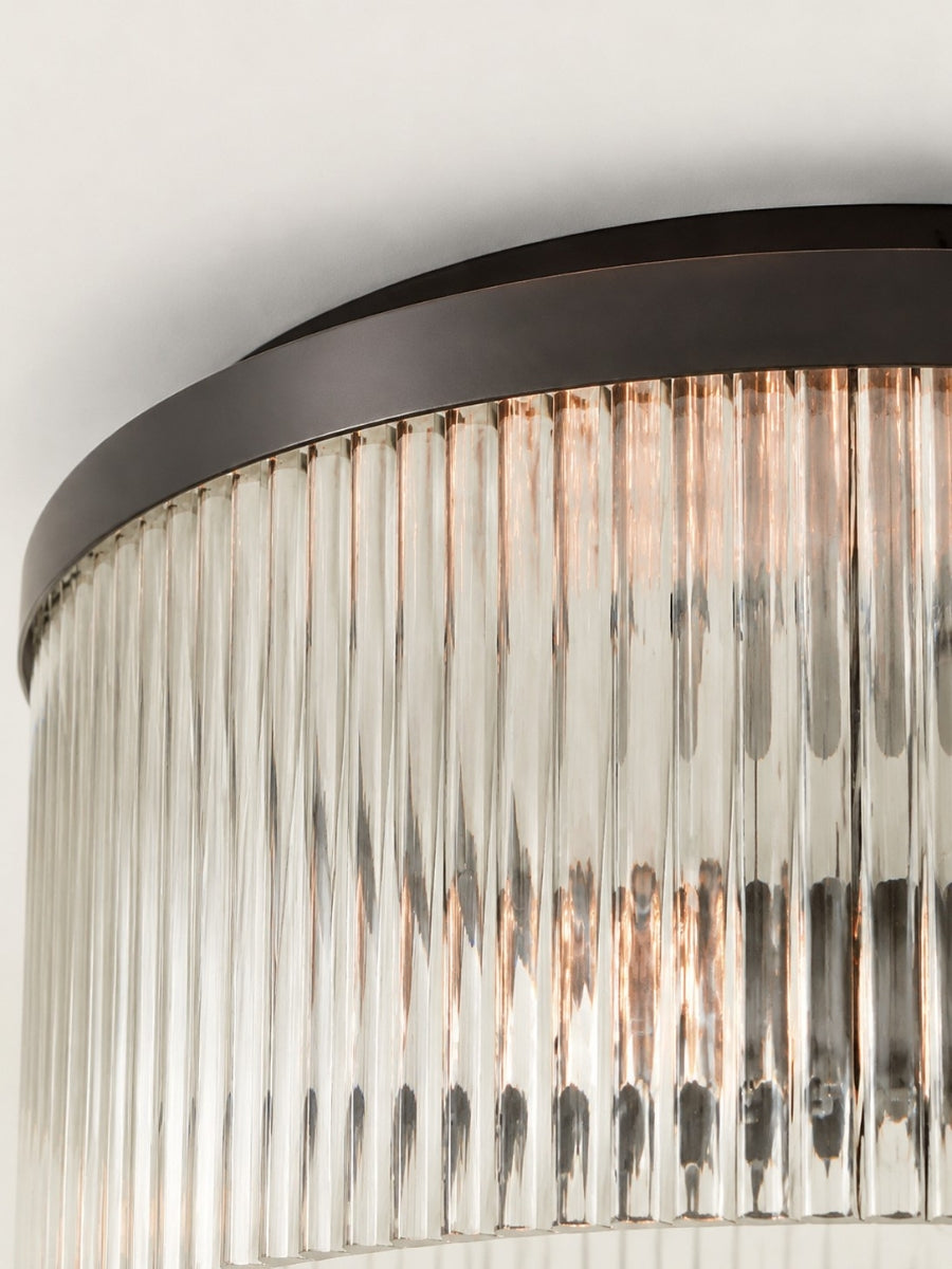 Ribbed Glass Ceiling Lamp Modern Low-Profile Design Bedroom Living Room Hall | Sansoti