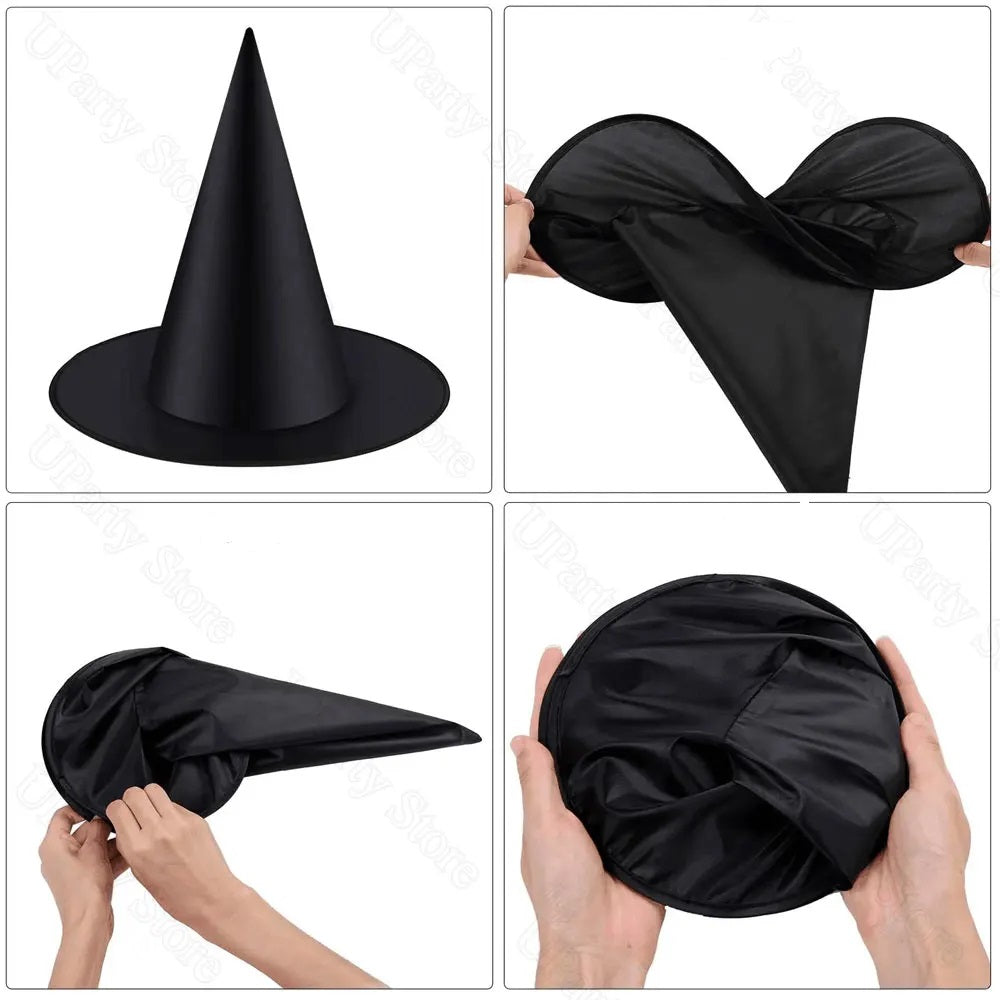Hanging Witch Hat Decoration Black with Rope Halloween Party Decoration Indoor Outdoor Spooky Atmosphere | Sansoti