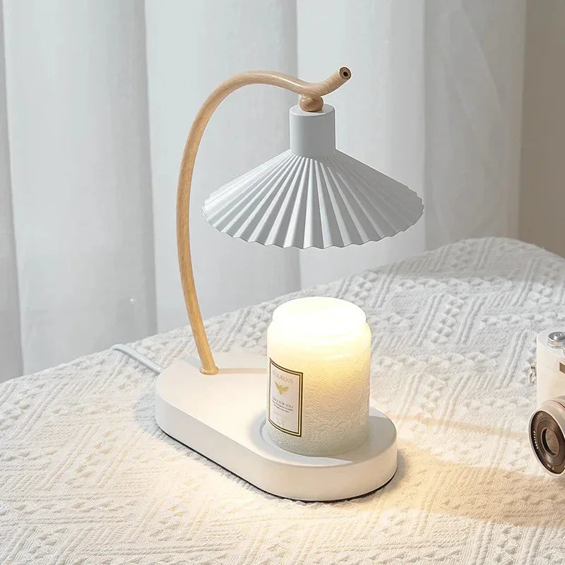 Lampa do podgrzewania świec, czarna, drewniana, minimalistyczna, 31 cm, lampka stołowa, nastrojowe oświetlenie do salonu | Sansoti