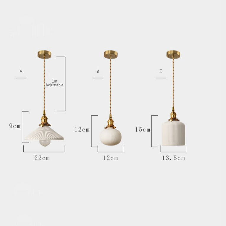 Retro Pendant Lamp with White Ceramic Shade – Modern LED Lighting for Living Room and Bedroom | Sansoti