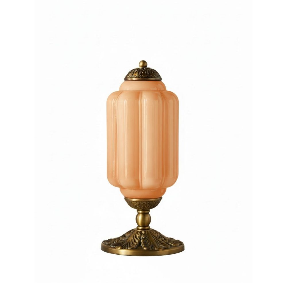 Lampe de table en verre avec design festonné style vintage chambre salon éclairage d’accent noir laiton verre mat | Sansoti
