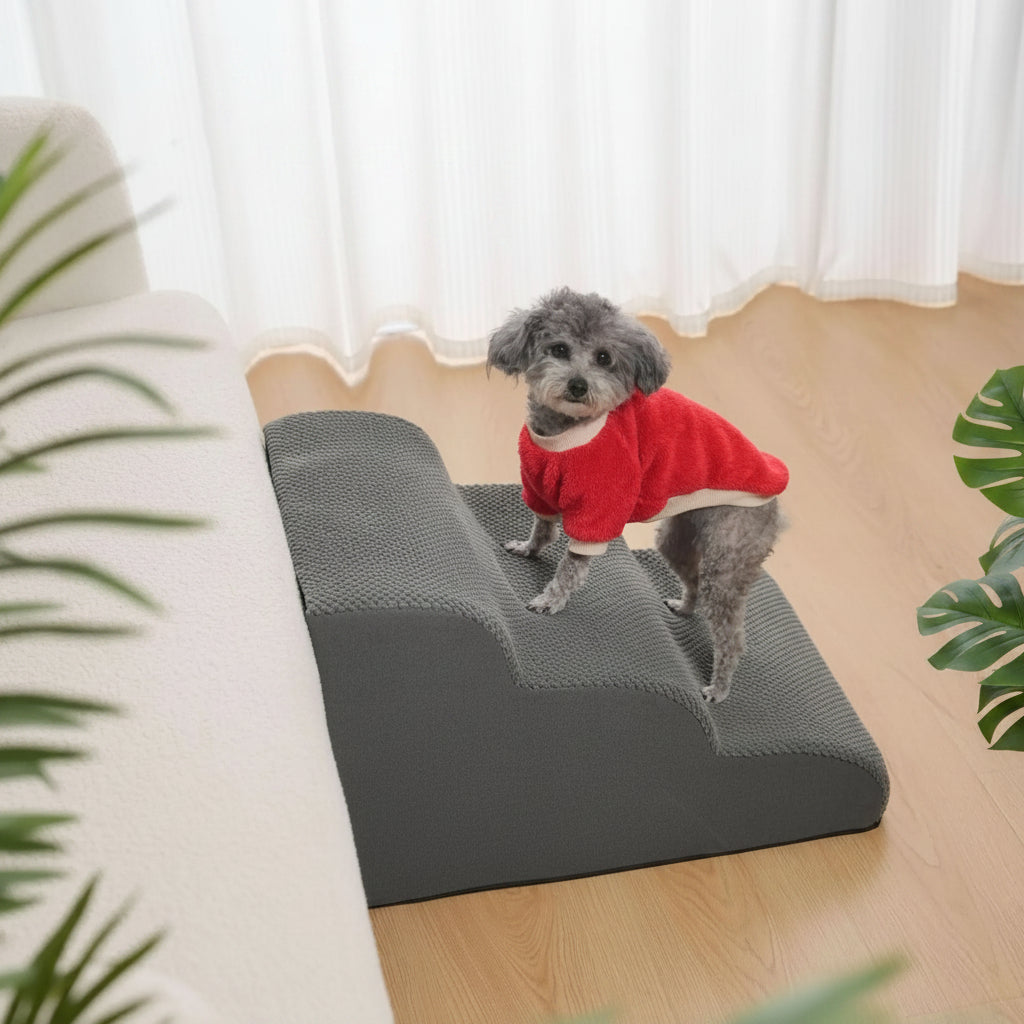 Schaum-Haustiertreppe für Hunde und Katzen zum Sofa oder Bett | Weiche Stufen für kleine Haustiere und Welpen | Sansoti
