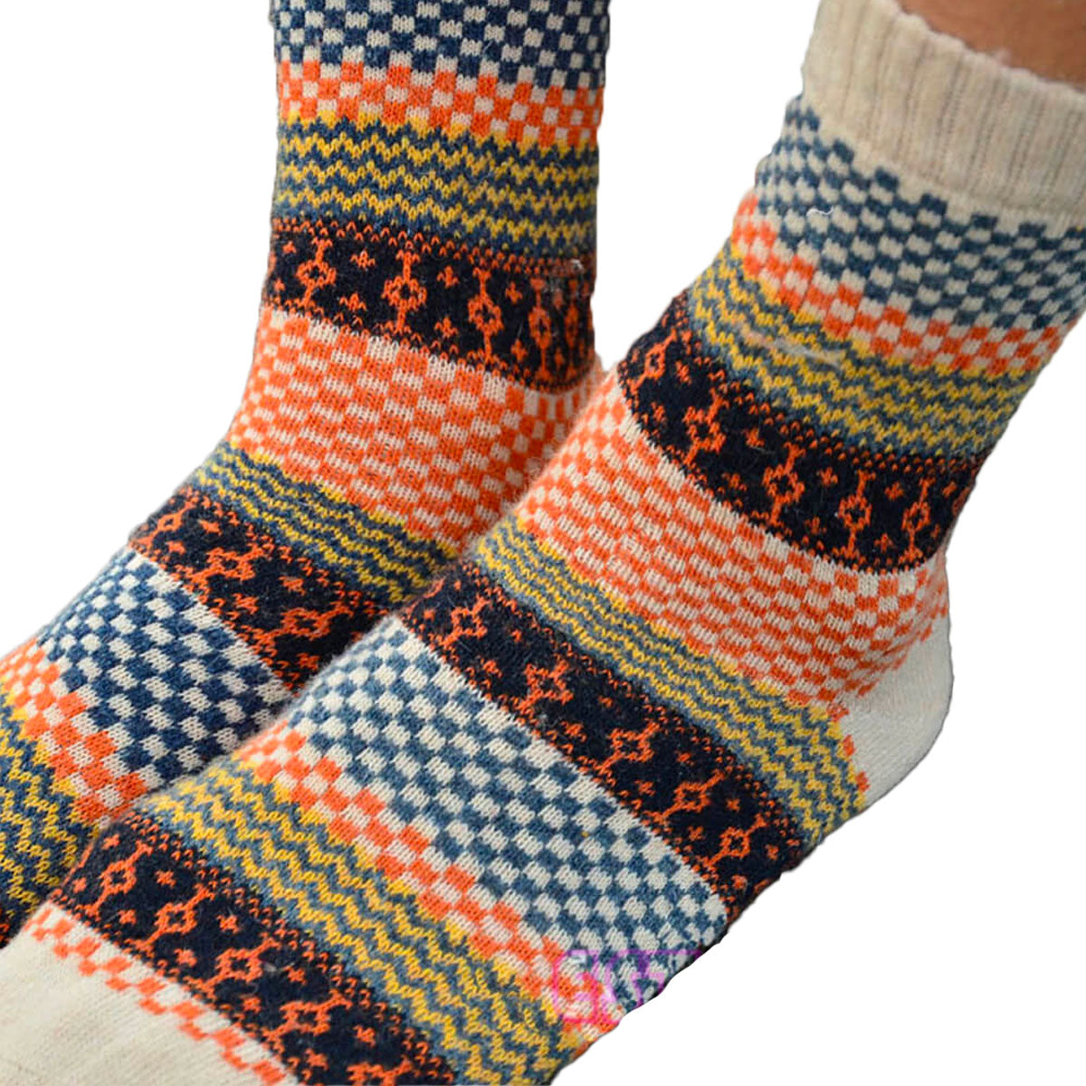 Vintage Wollen Sokken Set 4 Paar Herfst Winter Jacquard Patroon Warm Ademend Comfortabel One Size Dames | Sansoti